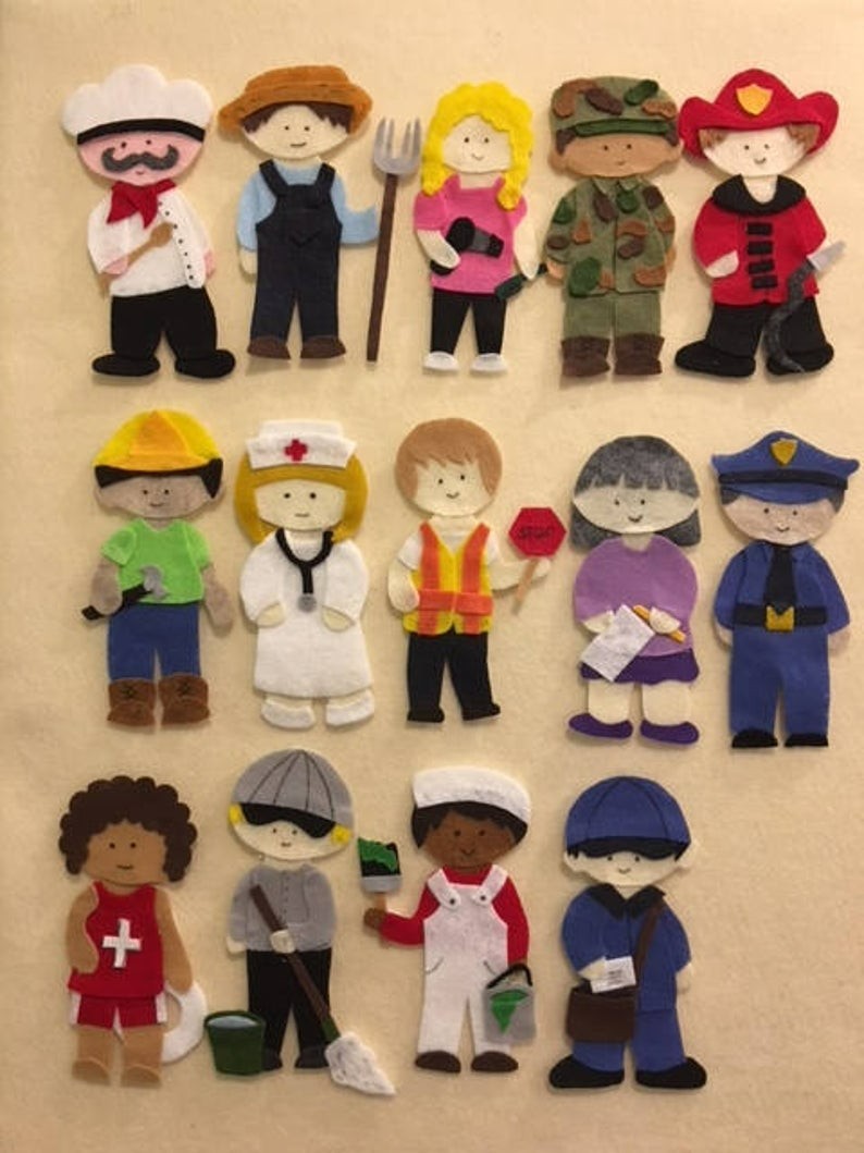 14 Community Helpers Felt Story Set for Felt or Flannel Board Play