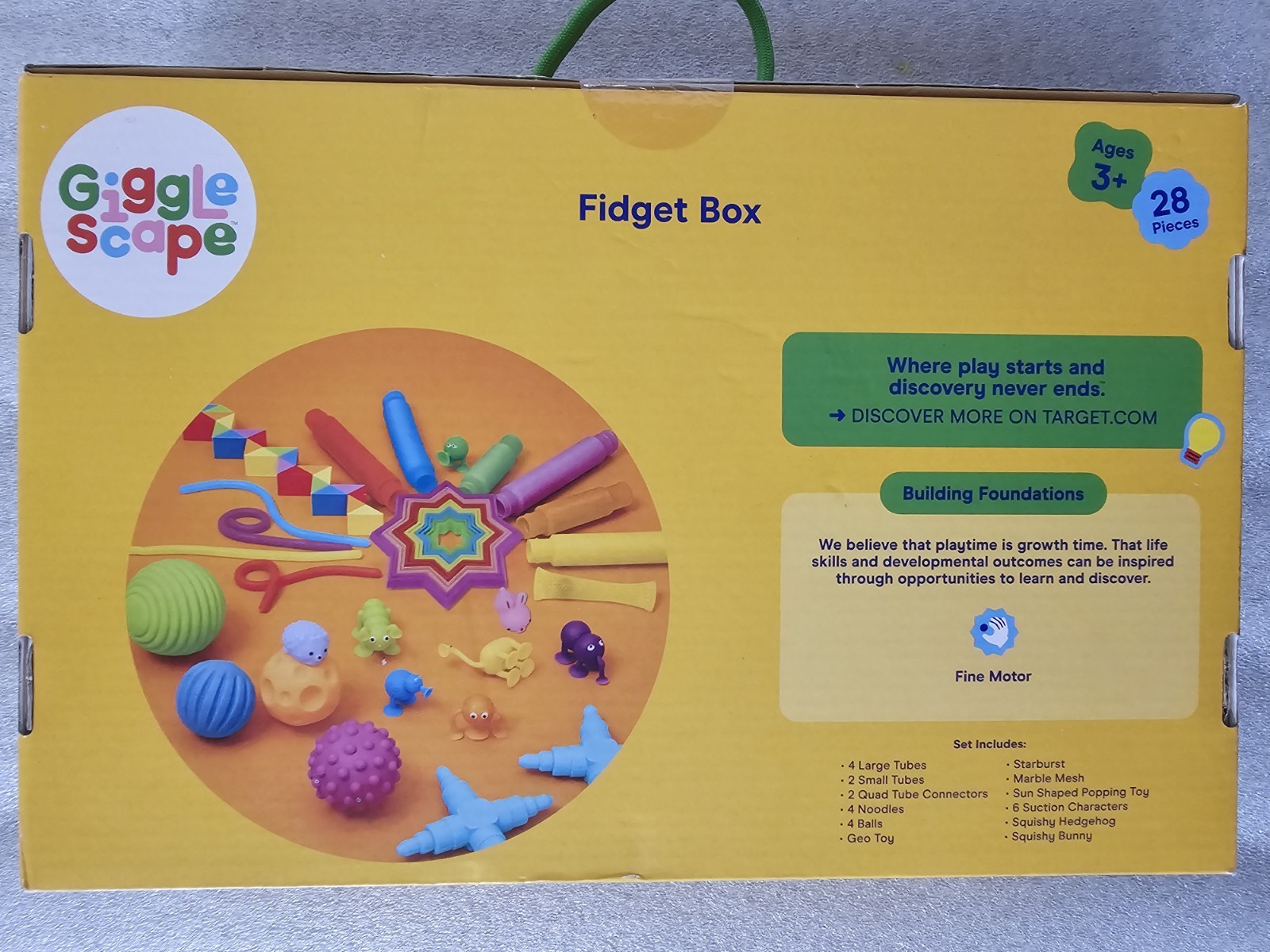 Giggle Scape Fidget Box, Colorful 28 Pieces, Stretch, Twist, Squeeze, Ages 3+