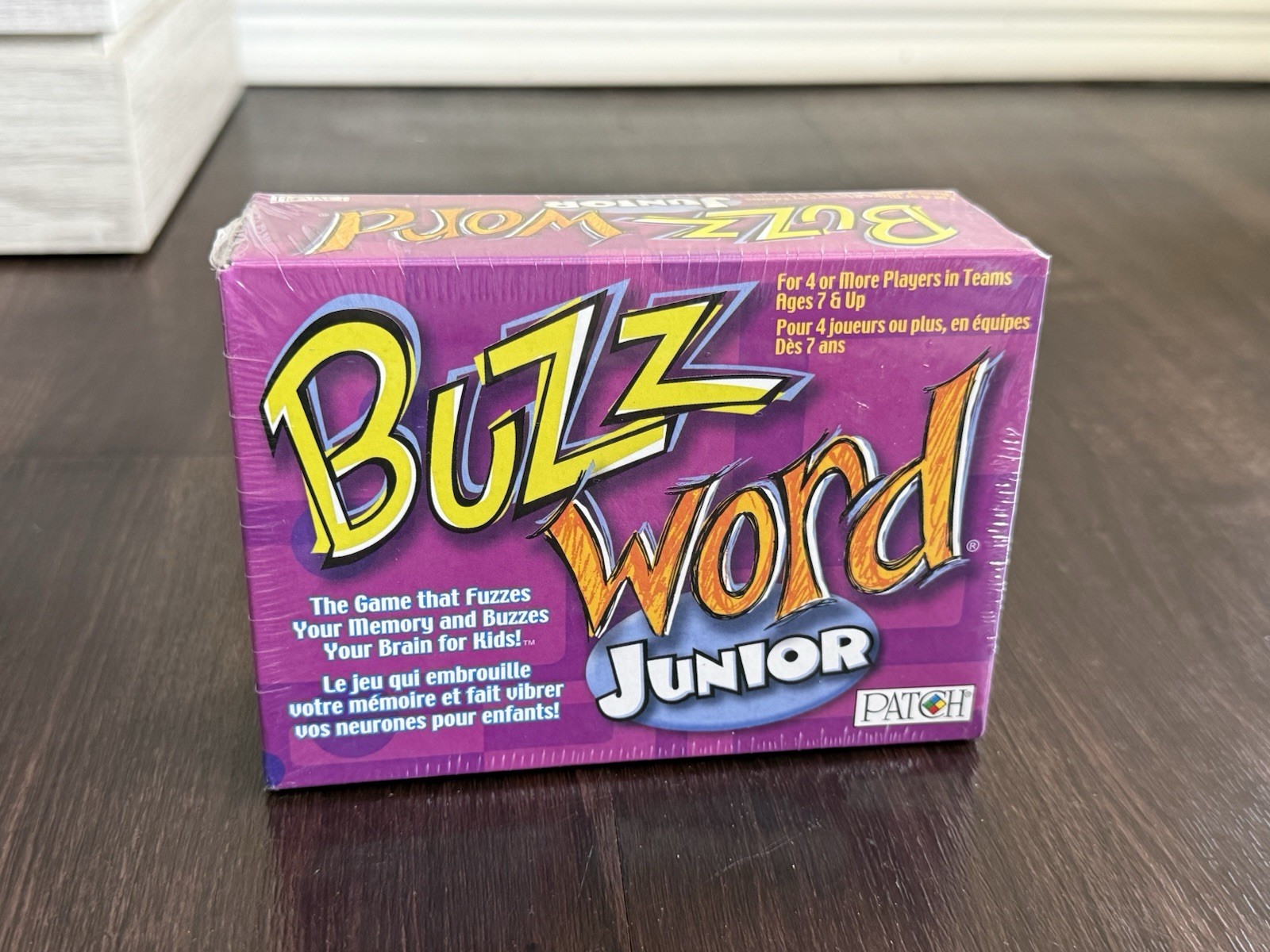 Buzz Word Junior Board Family Fun Game Memory NEW SEALED 2011 Patch