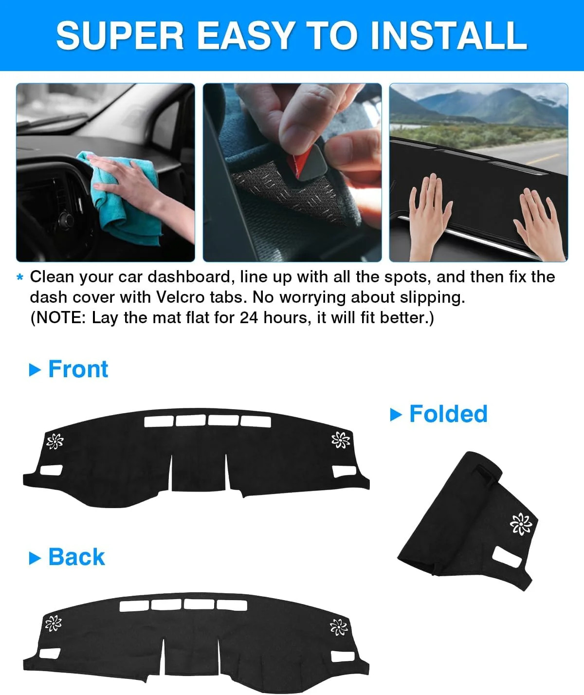 Cartist Dashboard Cover Mat for 2019-2022 2023 2024 2025 Toyota RAV4 Accessories