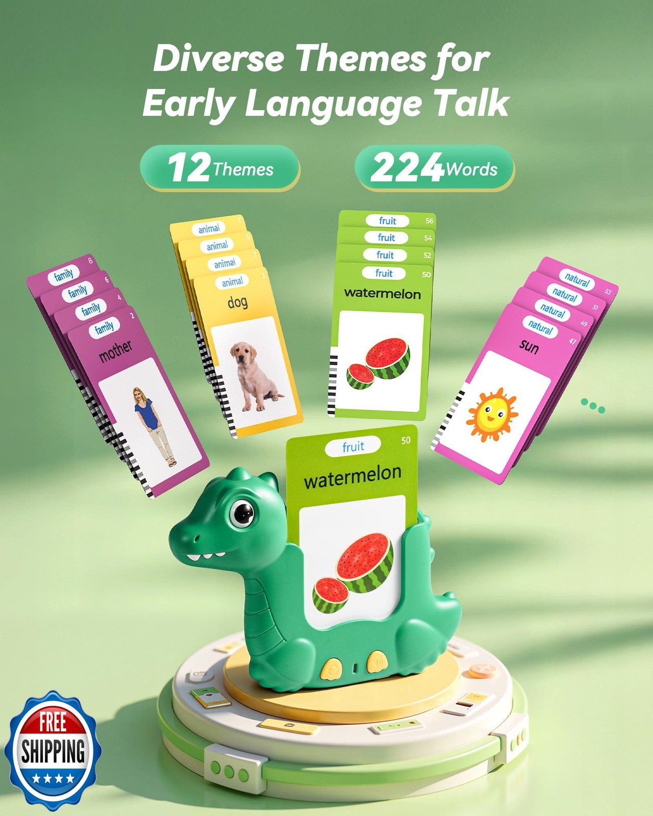 Talking Flash Cards for Toddlers 1-3, Montessori Learning Toys with 224 Words