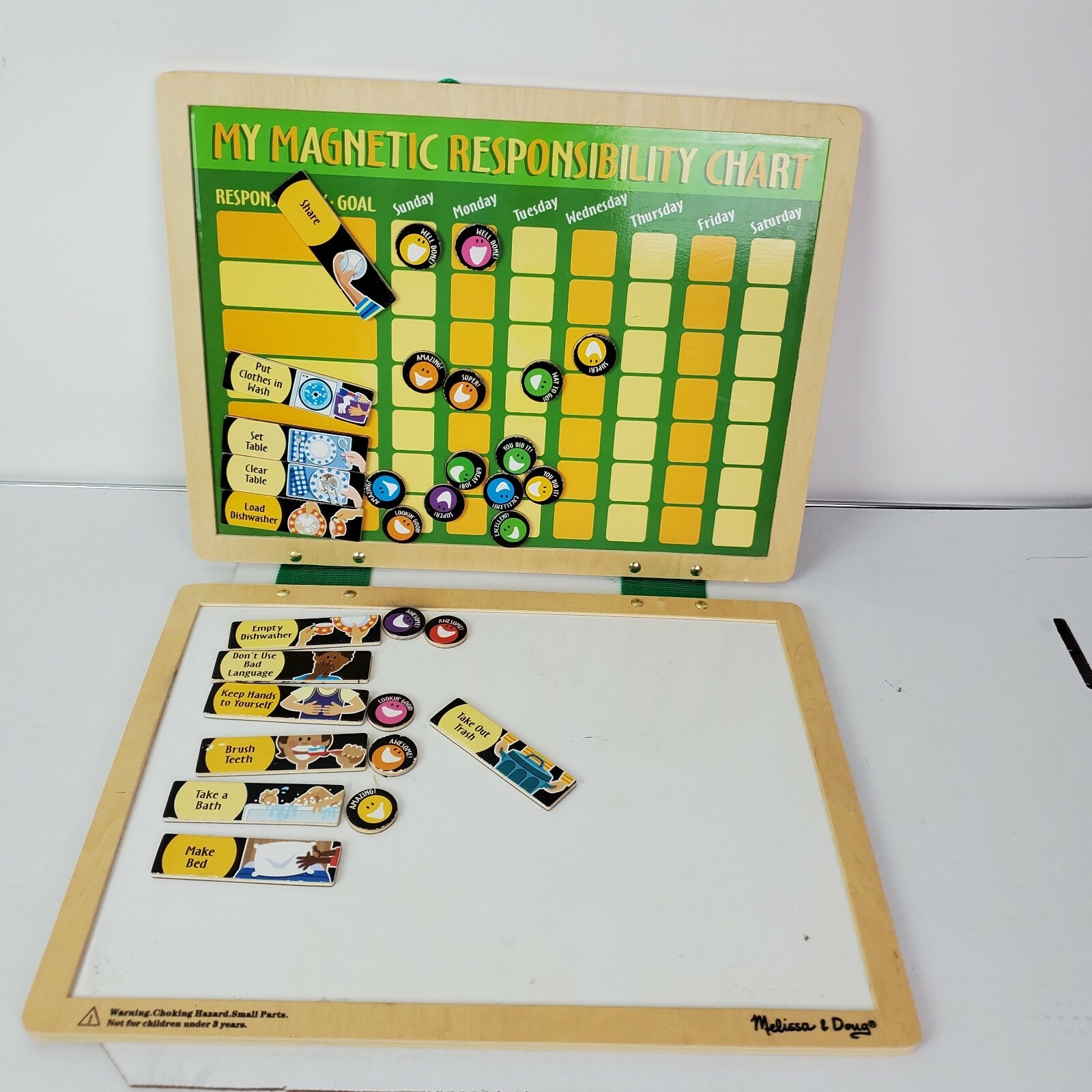 Melissa & Doug Magnetic Dry-Erase Responsibility Chart Chore Board Homeschool