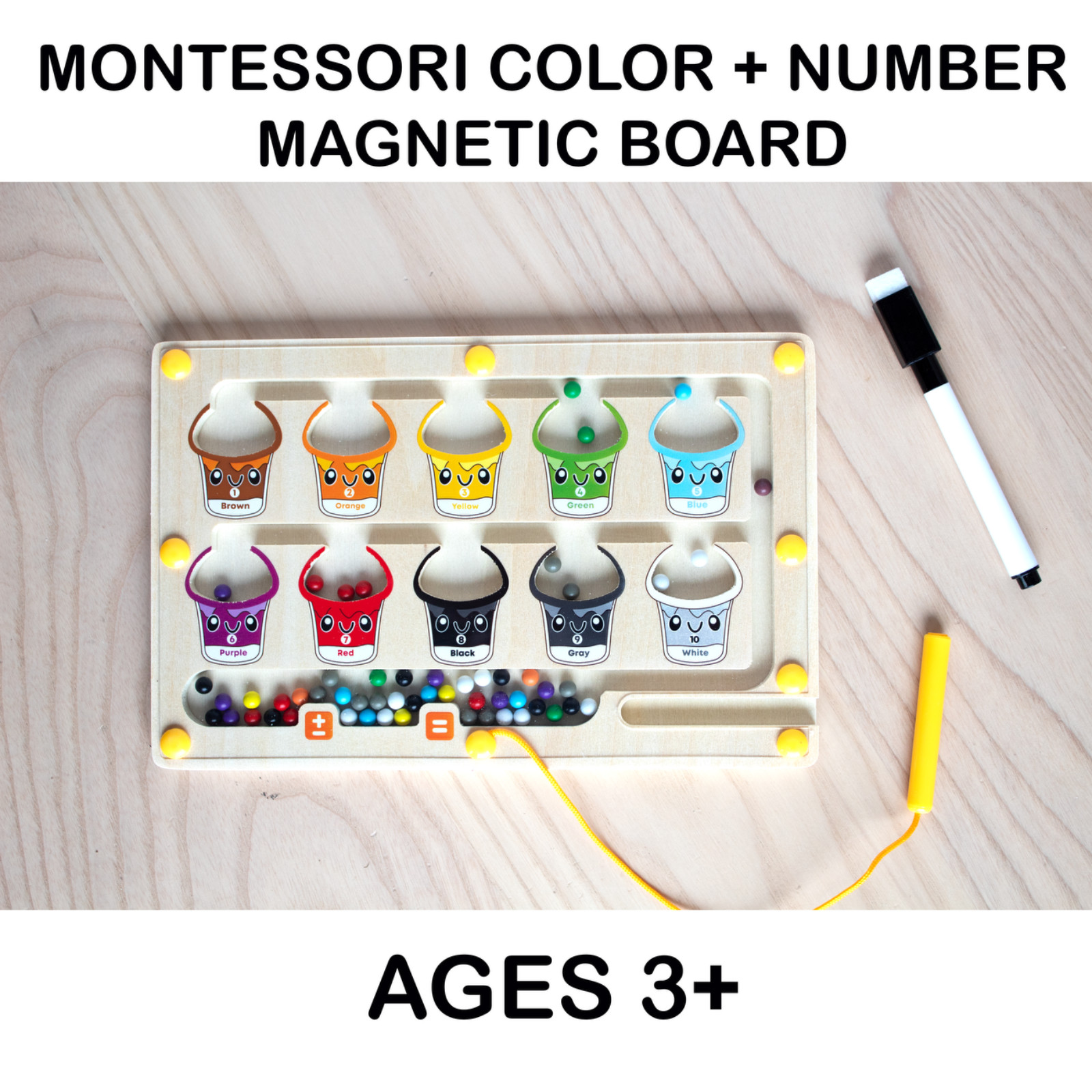 Magnetic Color and Number Maze, Montessori Wooden Magnet Board, 2-in-1 Drawing