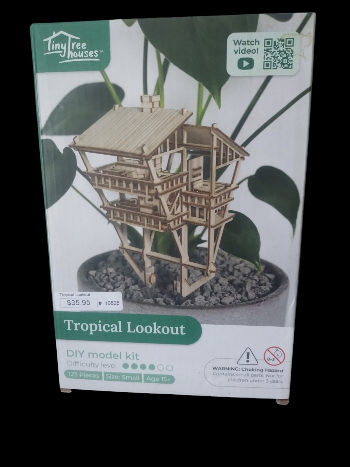 Tropical Lookout Tiny Treehouses DIY Wooden Model Kit,Lights,Up, 123 Pcs