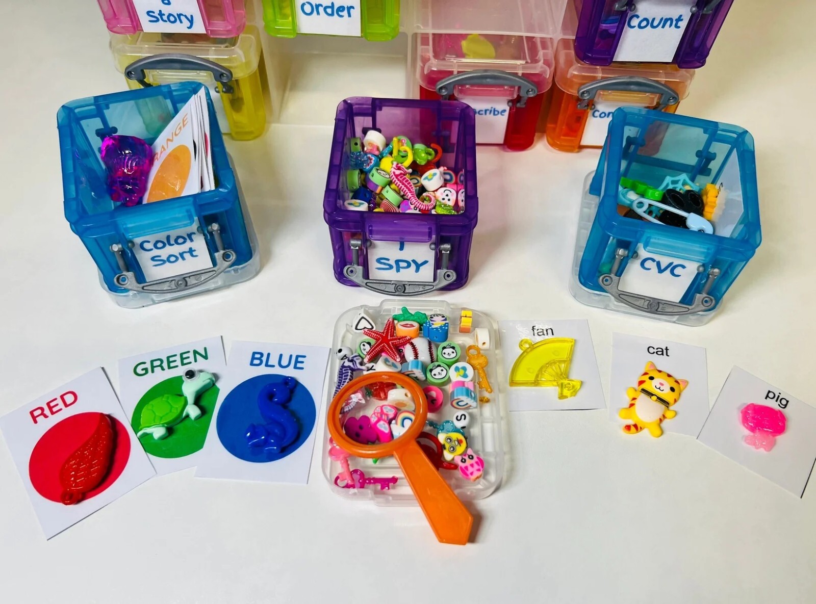 Speech and Language Therapy Activities Mini Objects Set Trinkets in Organizer