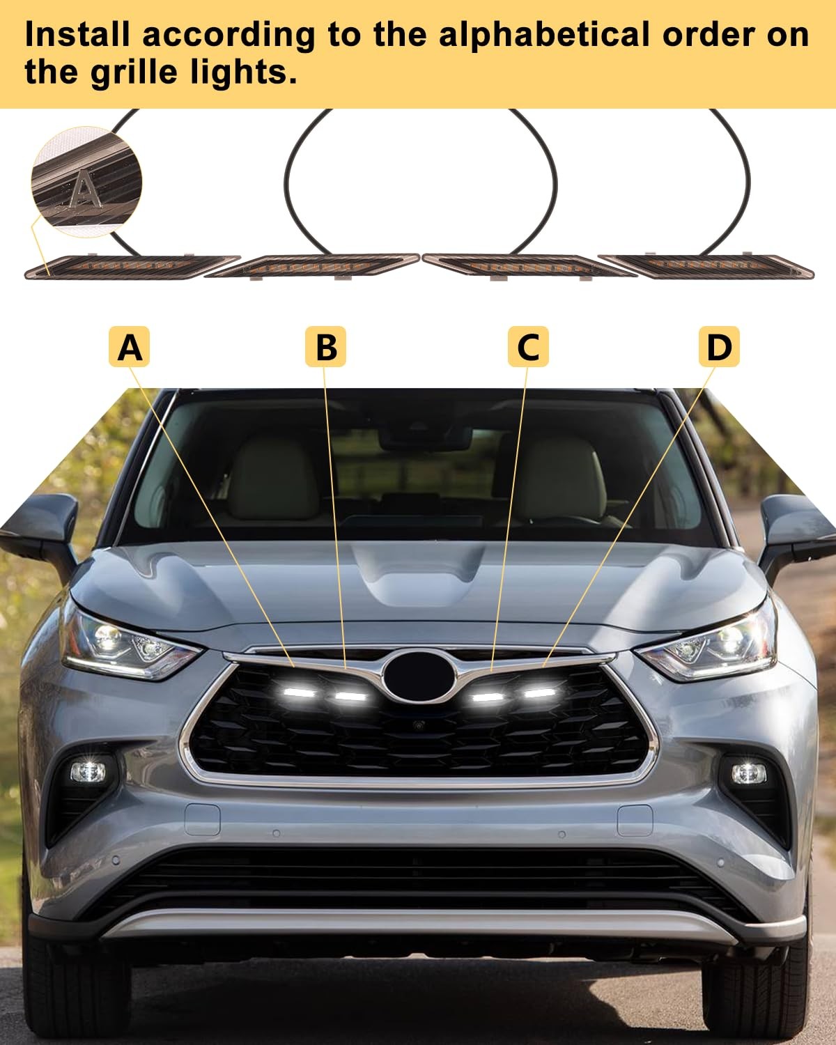 LED Toyota Highlander Front Grille Lights Bar 2024 2023 2022 2021 2020 LED LED