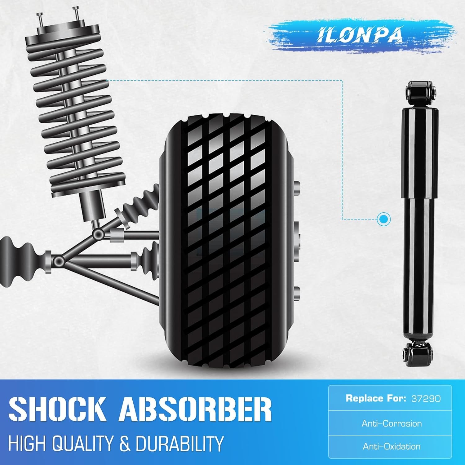 ILONPA 37290 Rear Struts Shocks Absorber Assemblies for 2008-2016 Chrysler Town