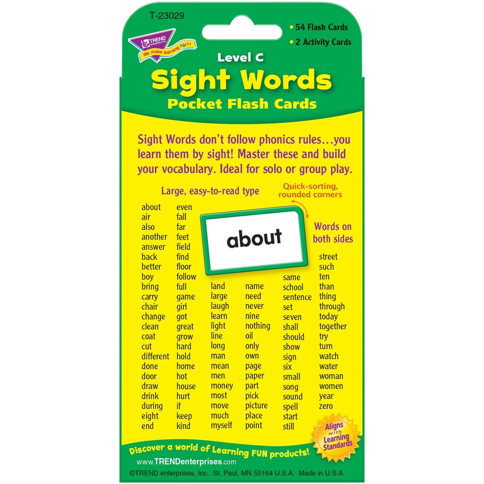 Trend Enterprises Trend English Vocabulary Flash Cards: Visual Learning, Level C