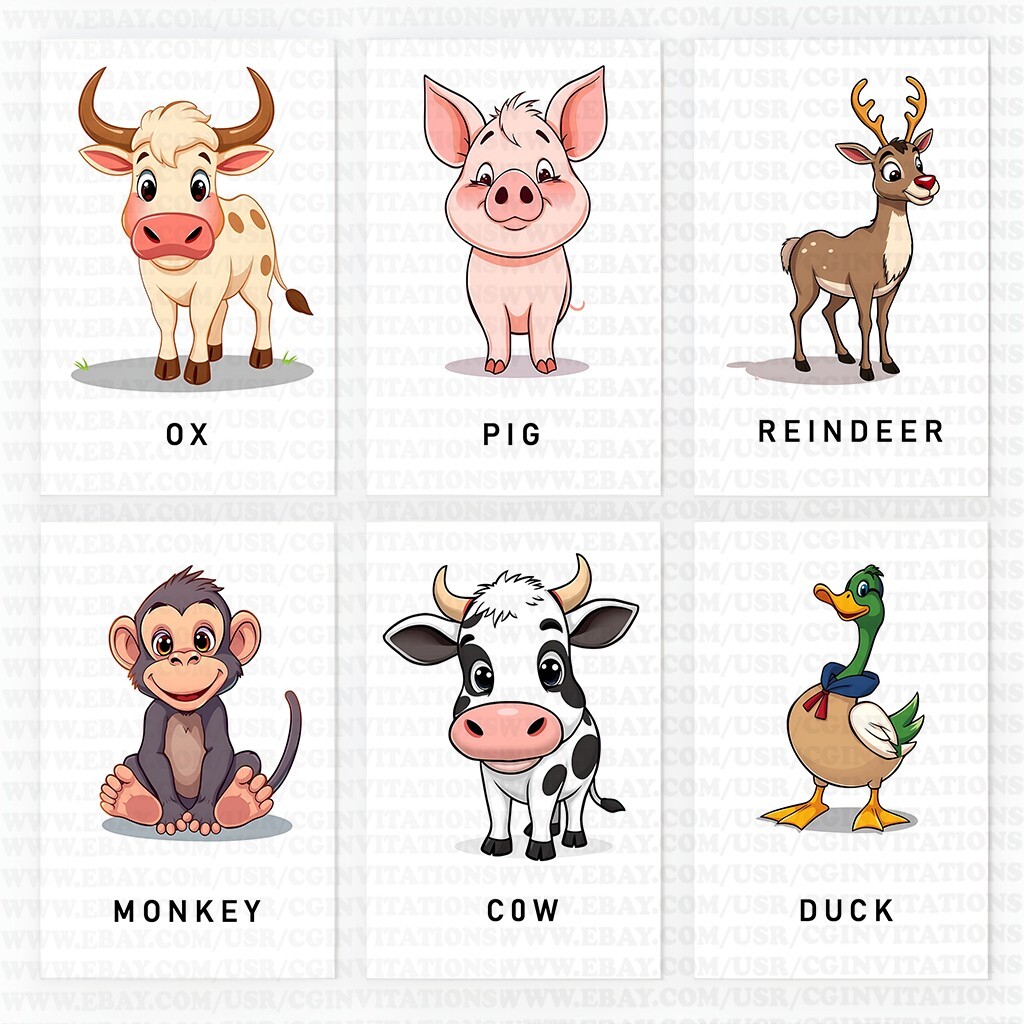 Printable Cute Animals Flash Cards-Montessori-Inspired 30 Card Set for Kids