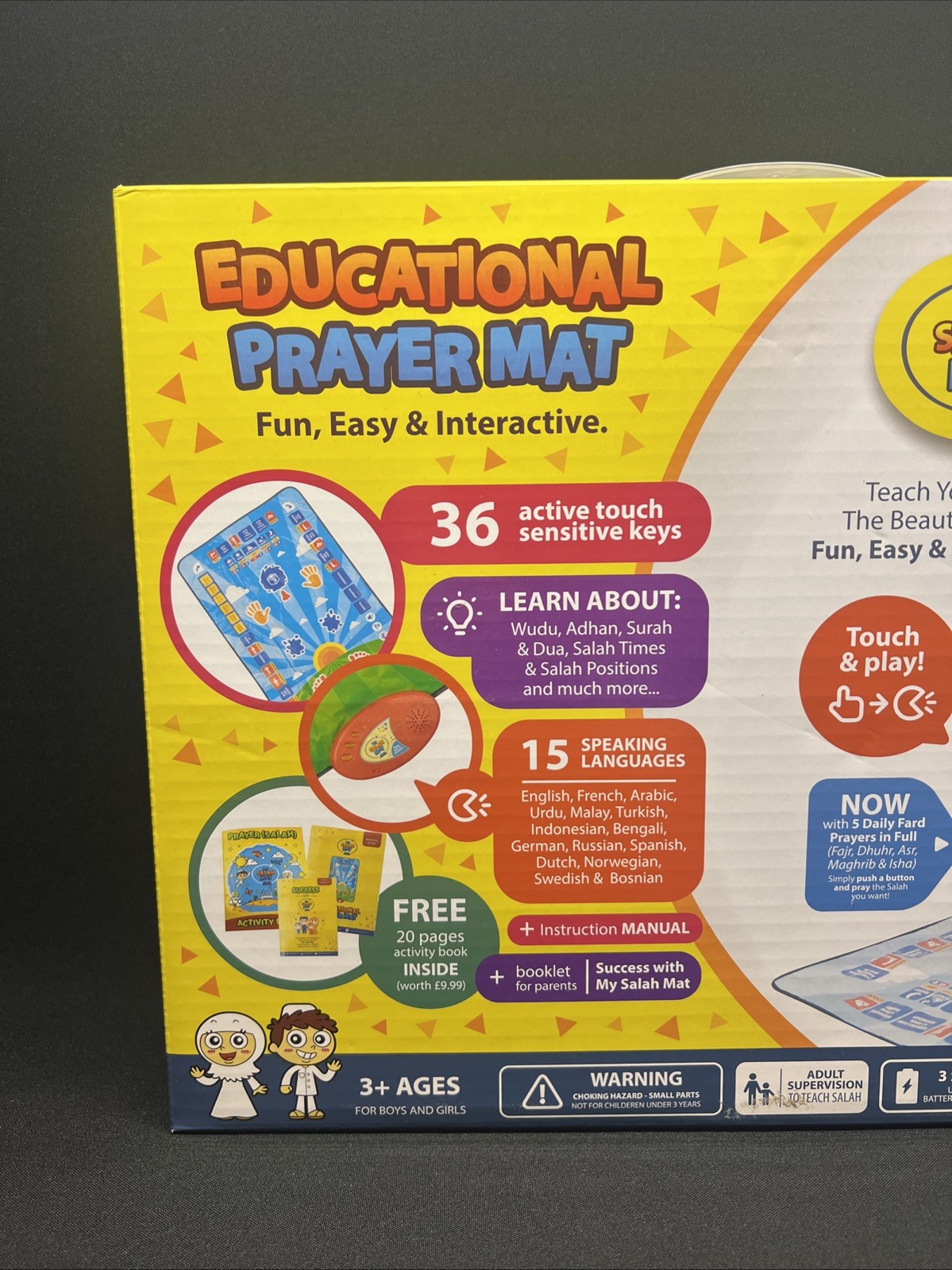 Educational Prayer Mat SALAH 15 different languages 36 Sensitive Keys NEW SEALED