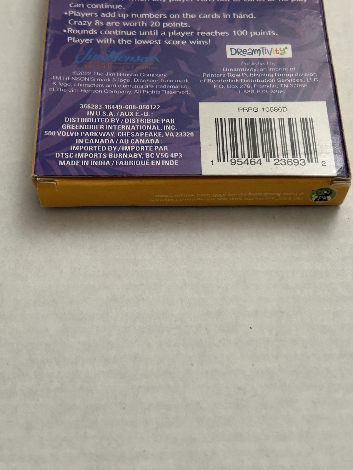PBS Dinosaur Train Crazy 8’s Game Cards Age 4+ *New, Torn Box*Learning Made Fun