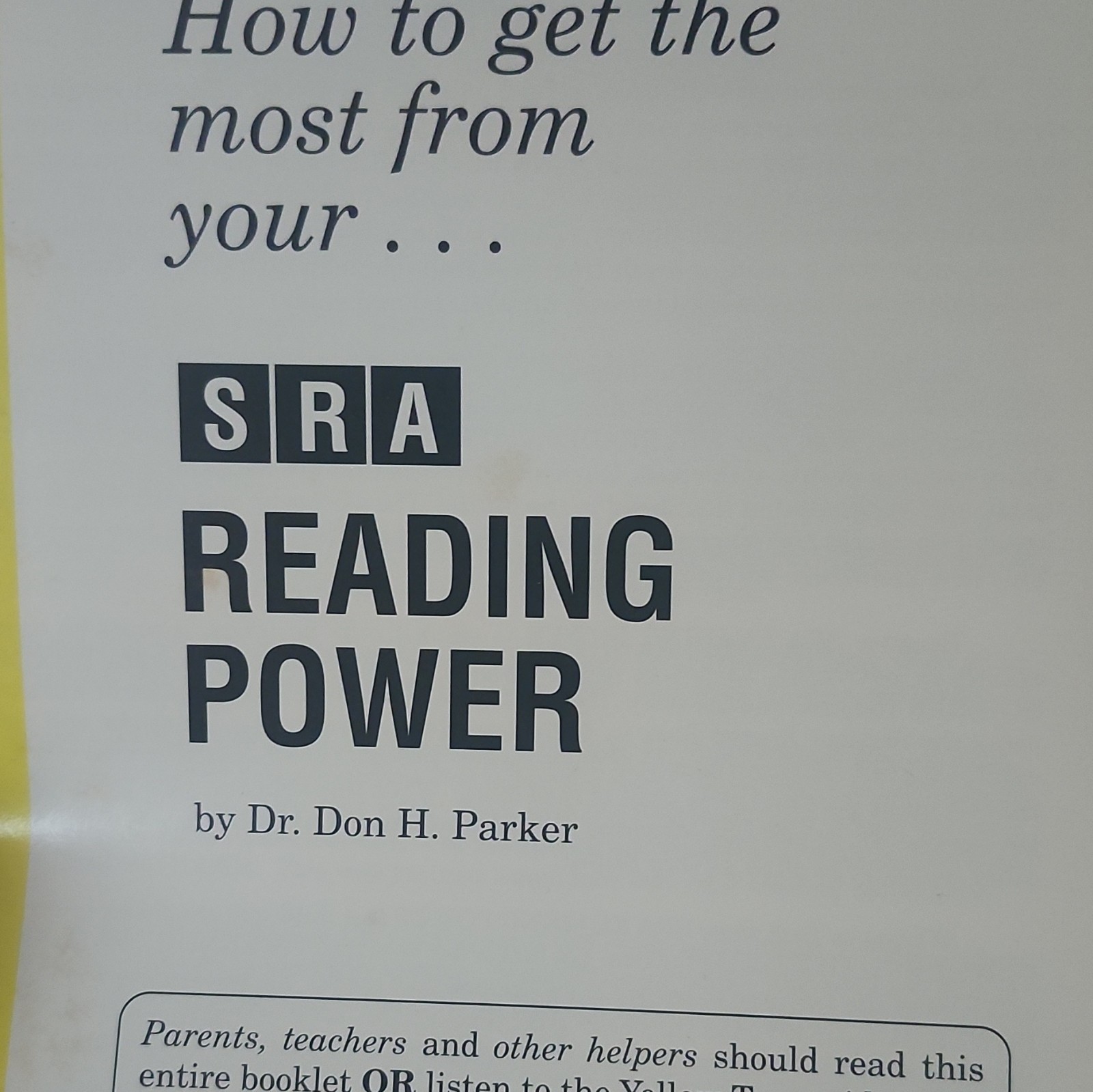 Hooked on Phonics SRA Your Reading Power Reading/Phonics Book & Cassettes 1989
