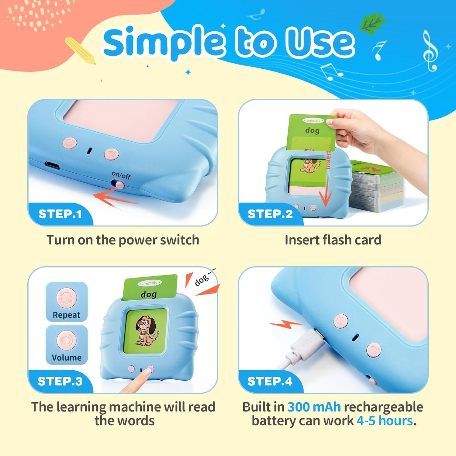 No Screen Bilingual Learning Cards with Reader for Young Learners – 224 Words