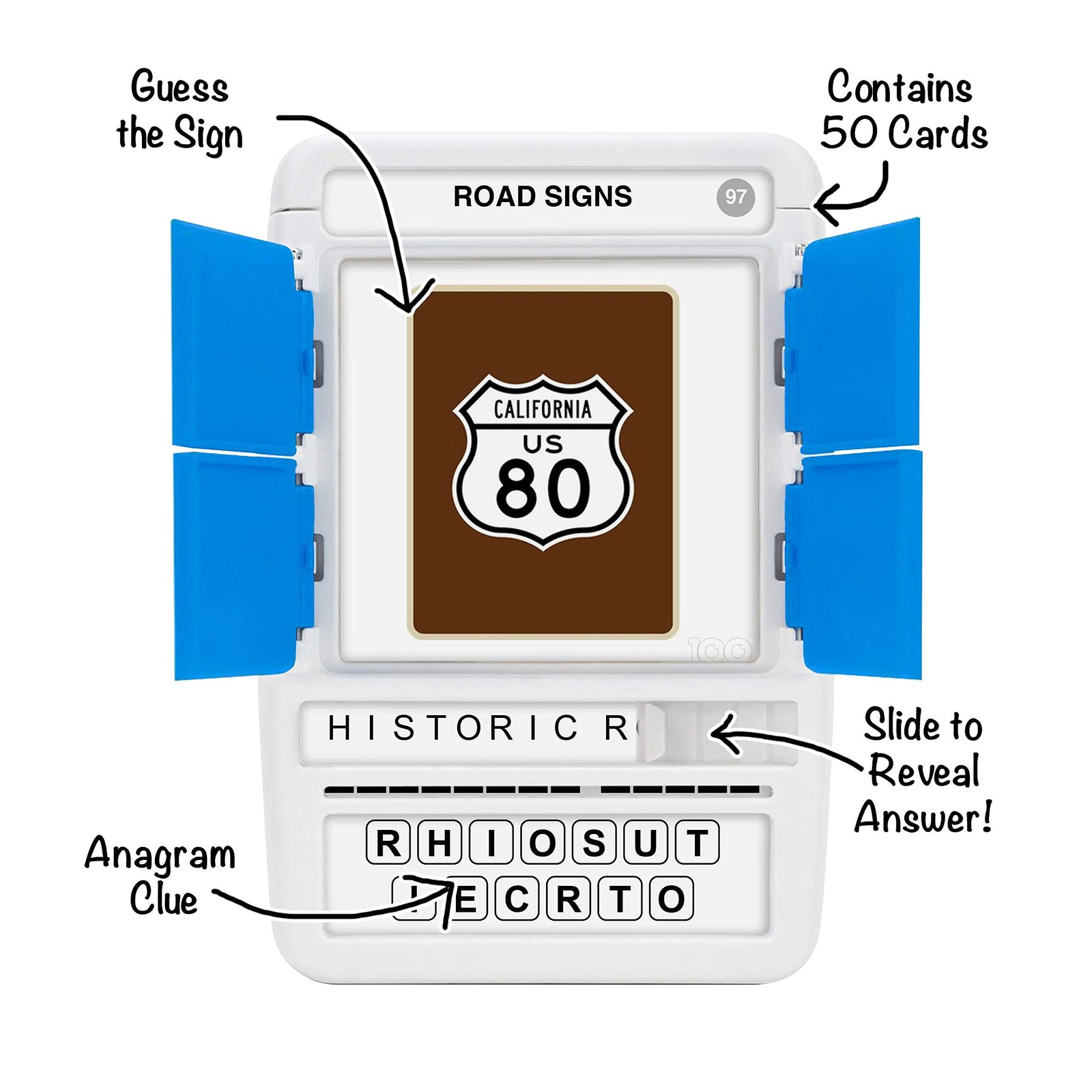 US Road Signs Travel Game – Learn 100 Road Signs | Flash Cards with Slide Reveal