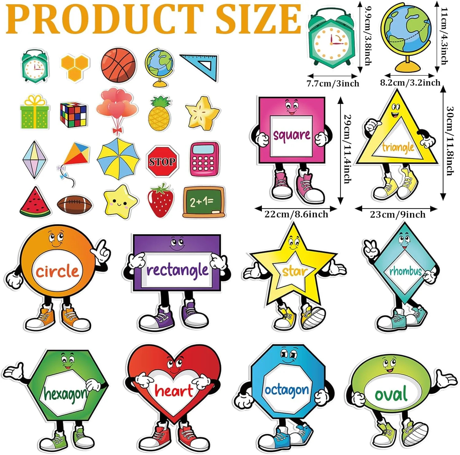 30 Pieces Shapes for Classroom Wall, Shapes Bulletin Board Set, Classroom Decor