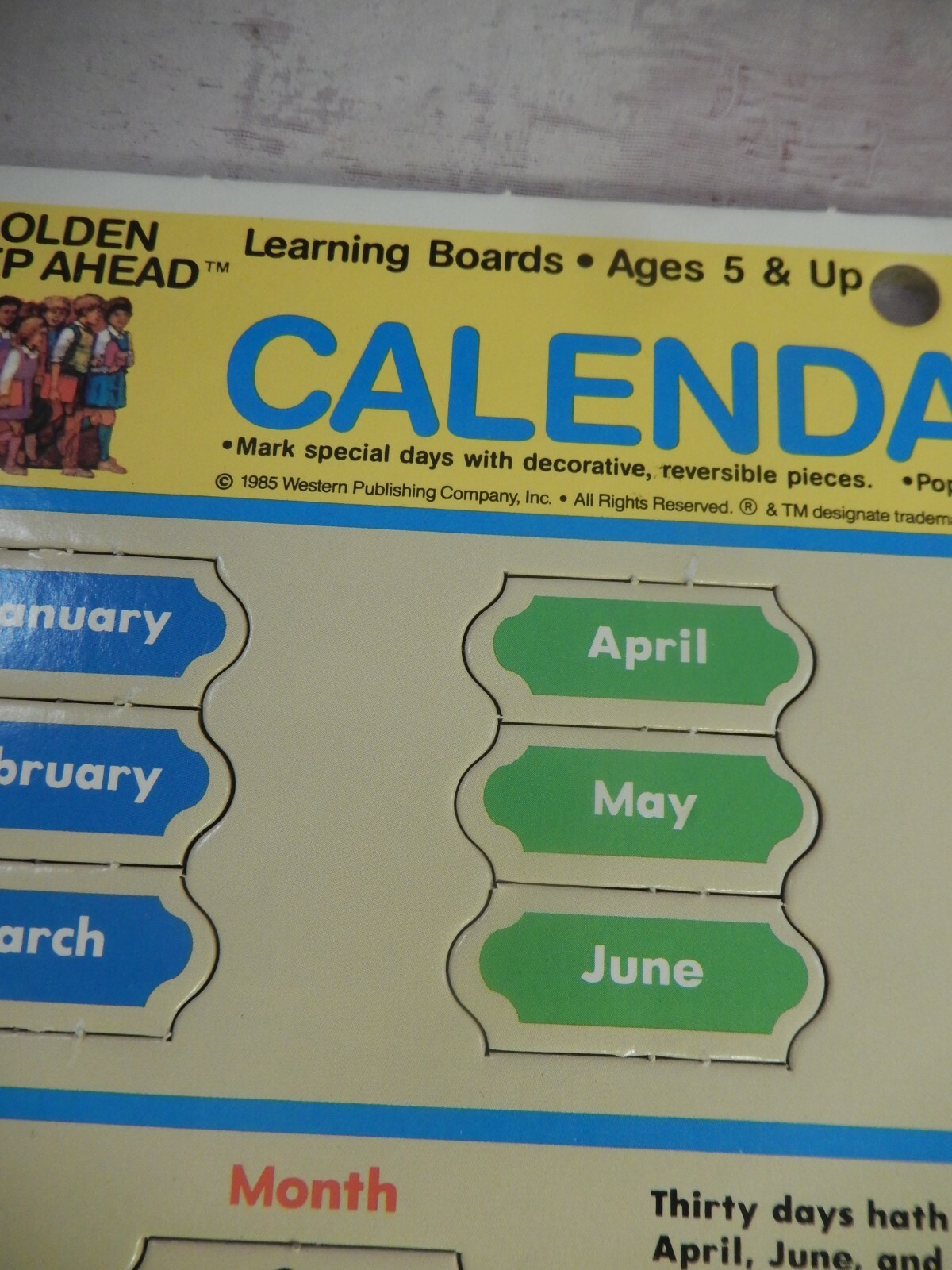 1985 Golden Step Ahead School Classroom Calendar Learning Boards By Golden 4738