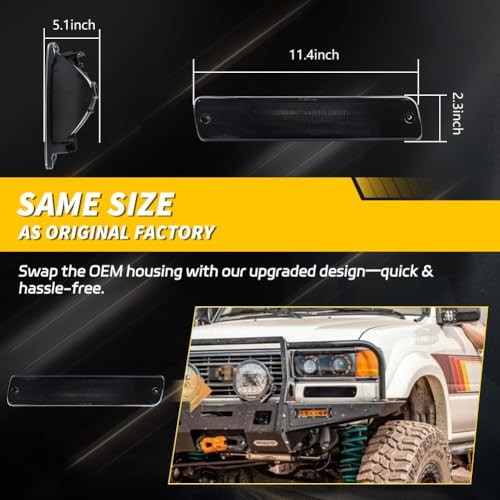 Front Bumper Signal Light Housing Compatible with Toyo-ta Land Smoked Lens