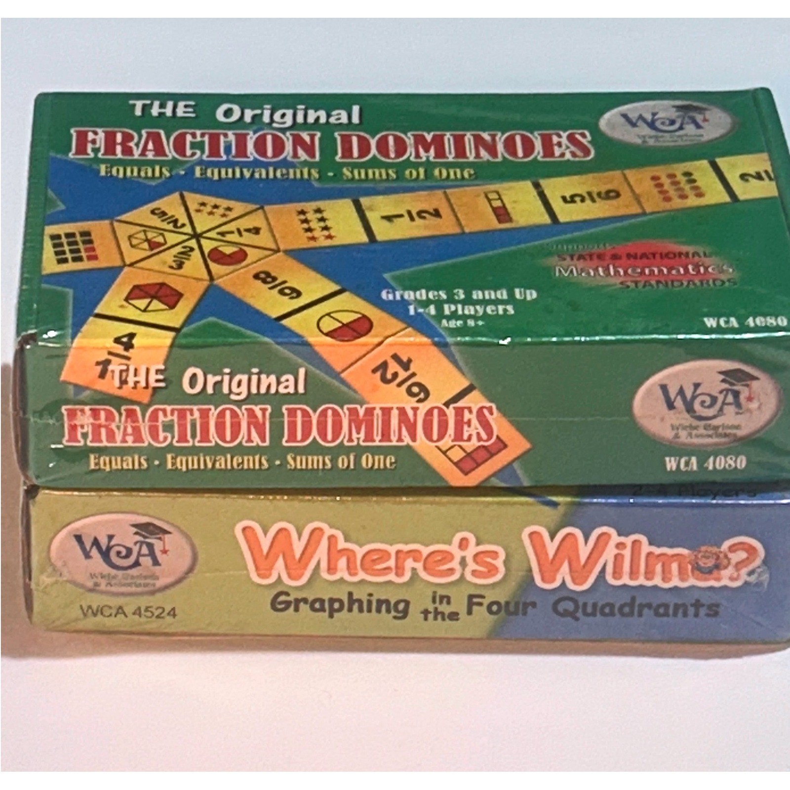 2 Math WCA Learning Games Where’s Wilma Graphing Original Fraction Dominoes New