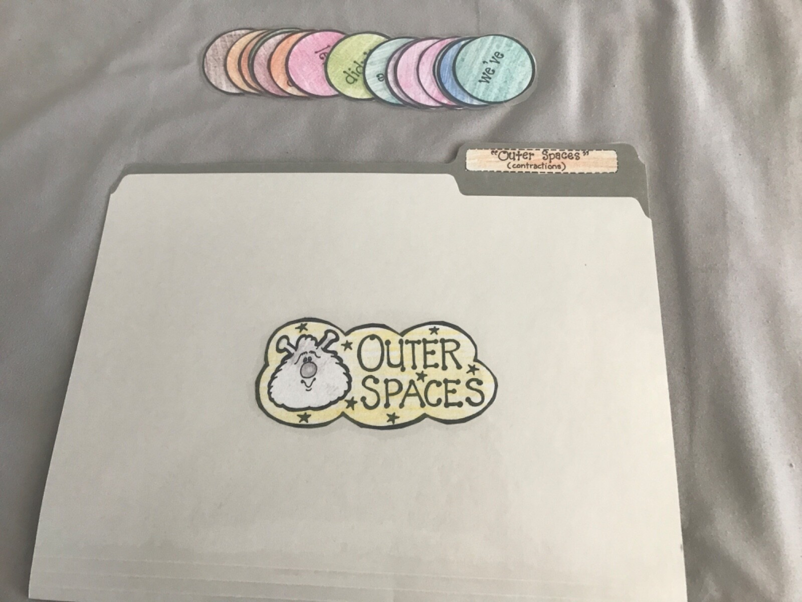 Outer Space! Contractions Grade 1-4 language arts file folder game