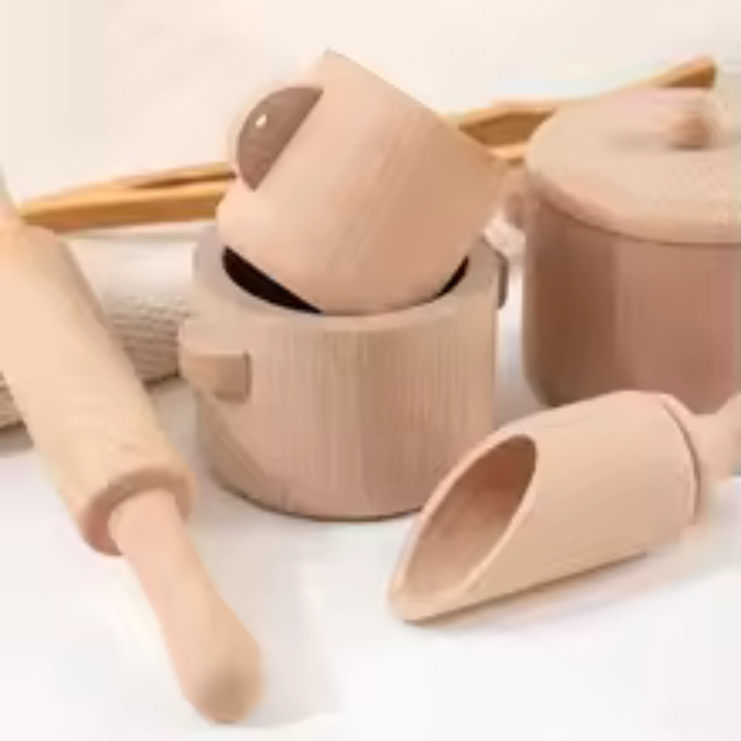 Wooden Tea Set Toy Kitchen Pretend Play Montessori Sensory Puzzle Game For Kids