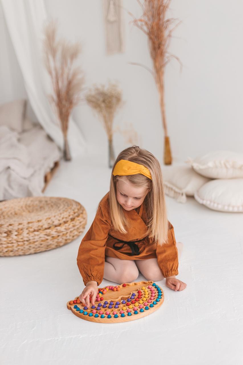 Rainbow Wooden Toy Color Sorting Educational Preschool Montessori Toys Learning