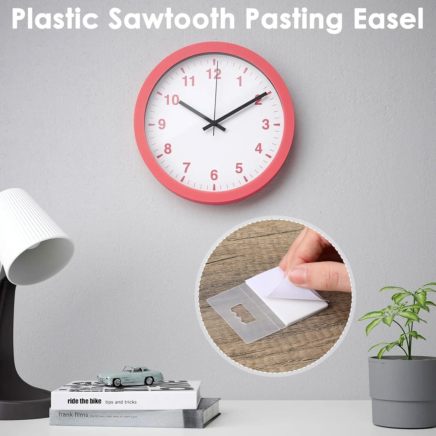 20 PCS Adhesive Picture Hangers, Picture Hangers Without Nails Plastic Sawtooth