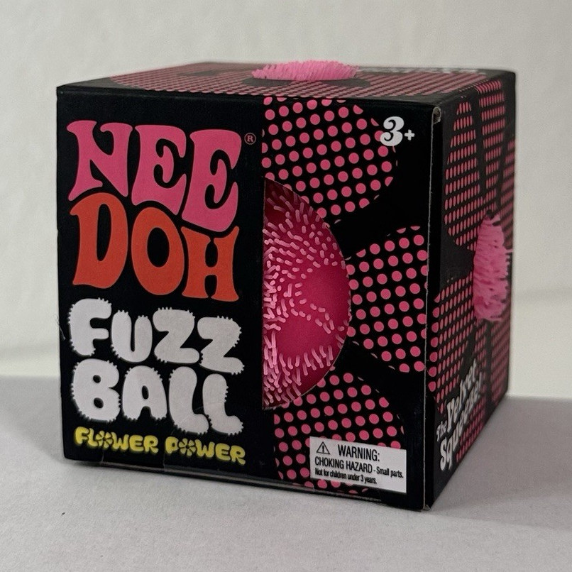 Schylling NeeDoh Fuzz Ball Flower Power Velvet Squeeze AUTHENTIC Pink Edition