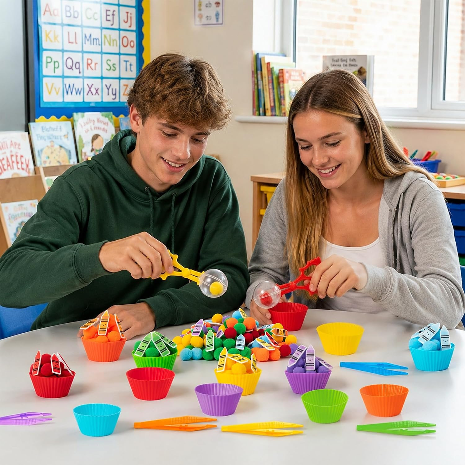 EZdhuawuse Crayon Sensory Bin Fillers, 321Pcs Back to School Fine Motor Set | Co