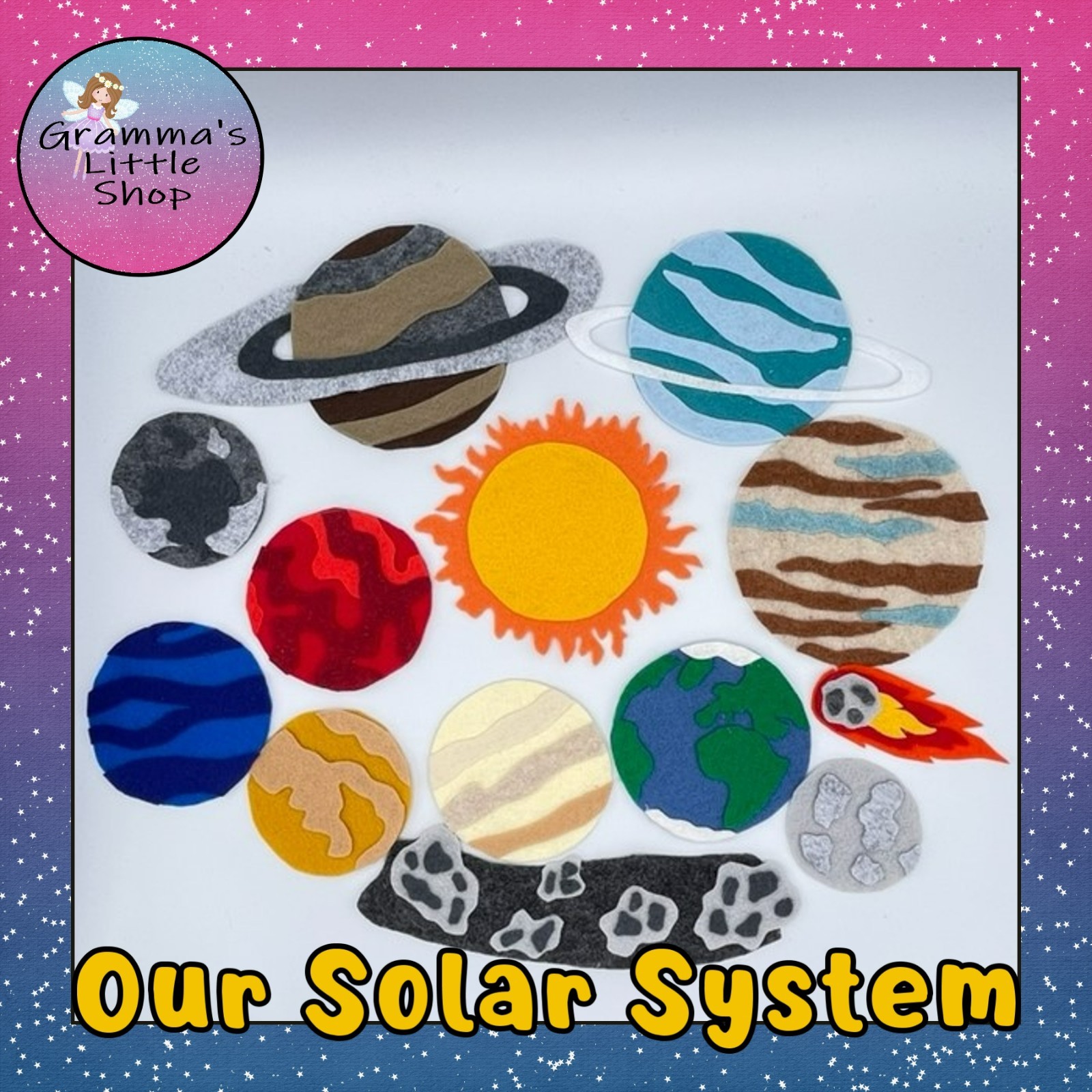 Our Solar System Felt Set for Felt or Flannel Board Play