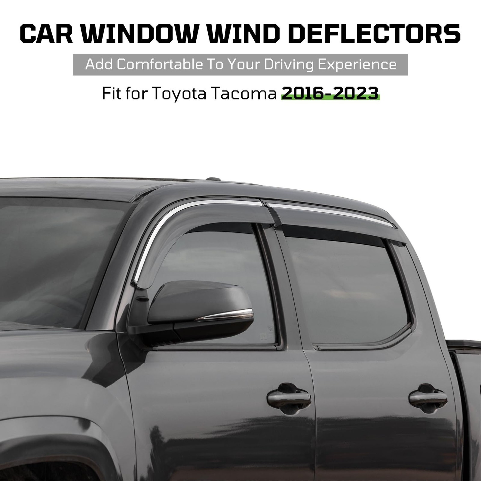 Window Visors Rain Guards Fit for Double Cab Tacoma 2016-2023,Tape-On Rain Gu…