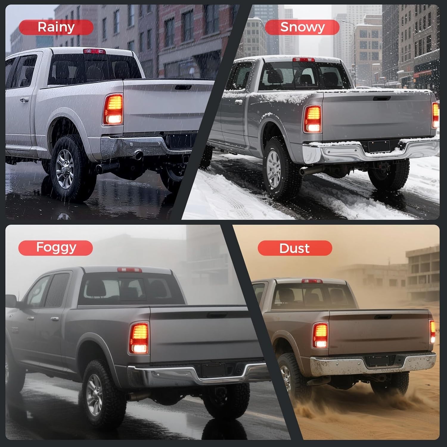 Ram LED Tail Light Assembly Compatible with 2013 2014 2015 2016 2017 2018 Dodg..