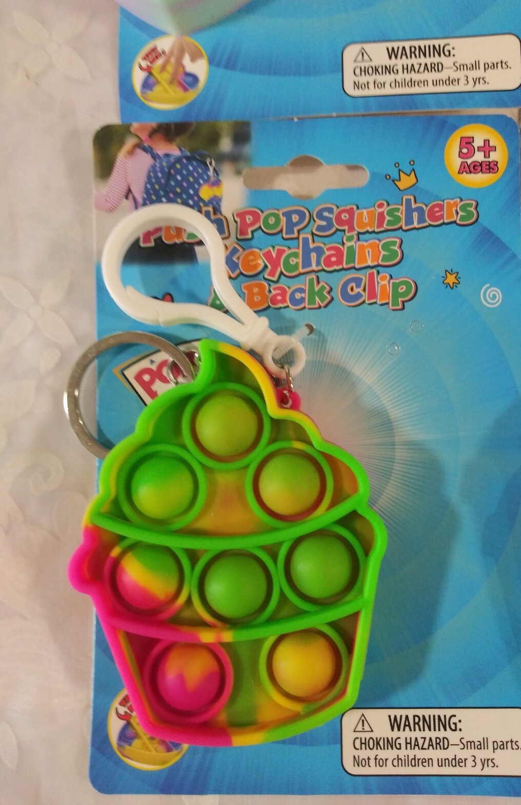 🎒Lot of 4 Pop! Keychain & Back Clip Push Pop Squishers Sensory Toy Stress◀