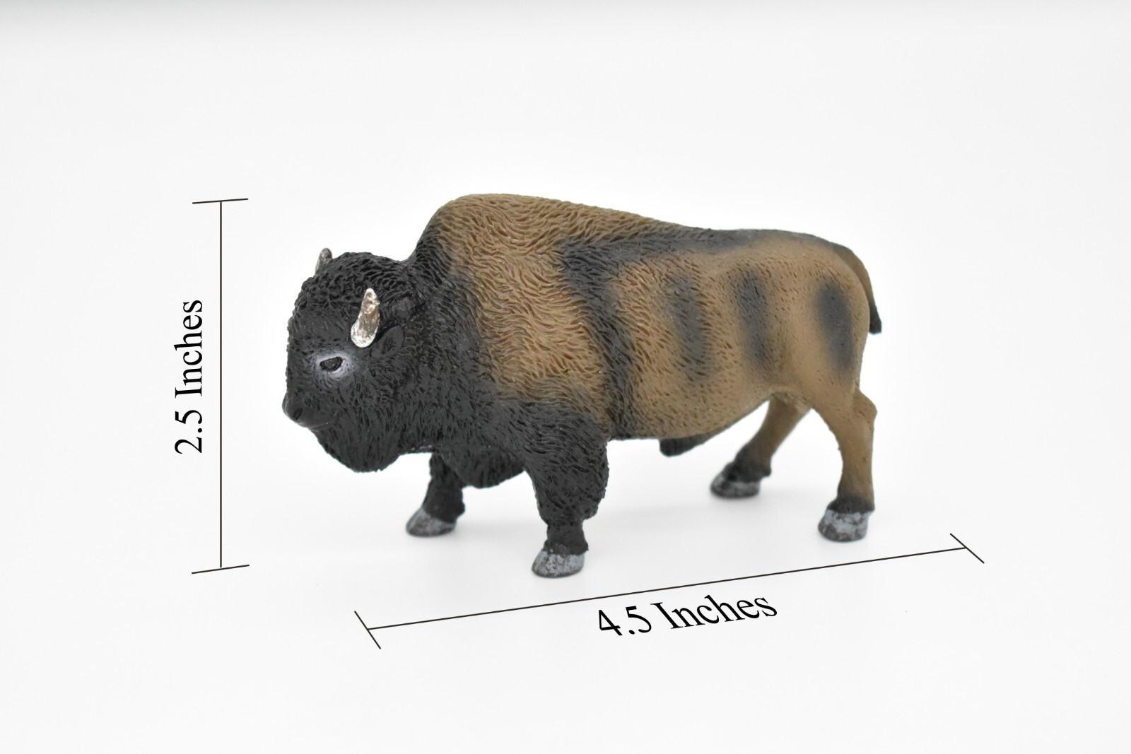 Buffalo, Bison, American, Realistic Plastic Reproduction, Hand Painted Toy 4.5″