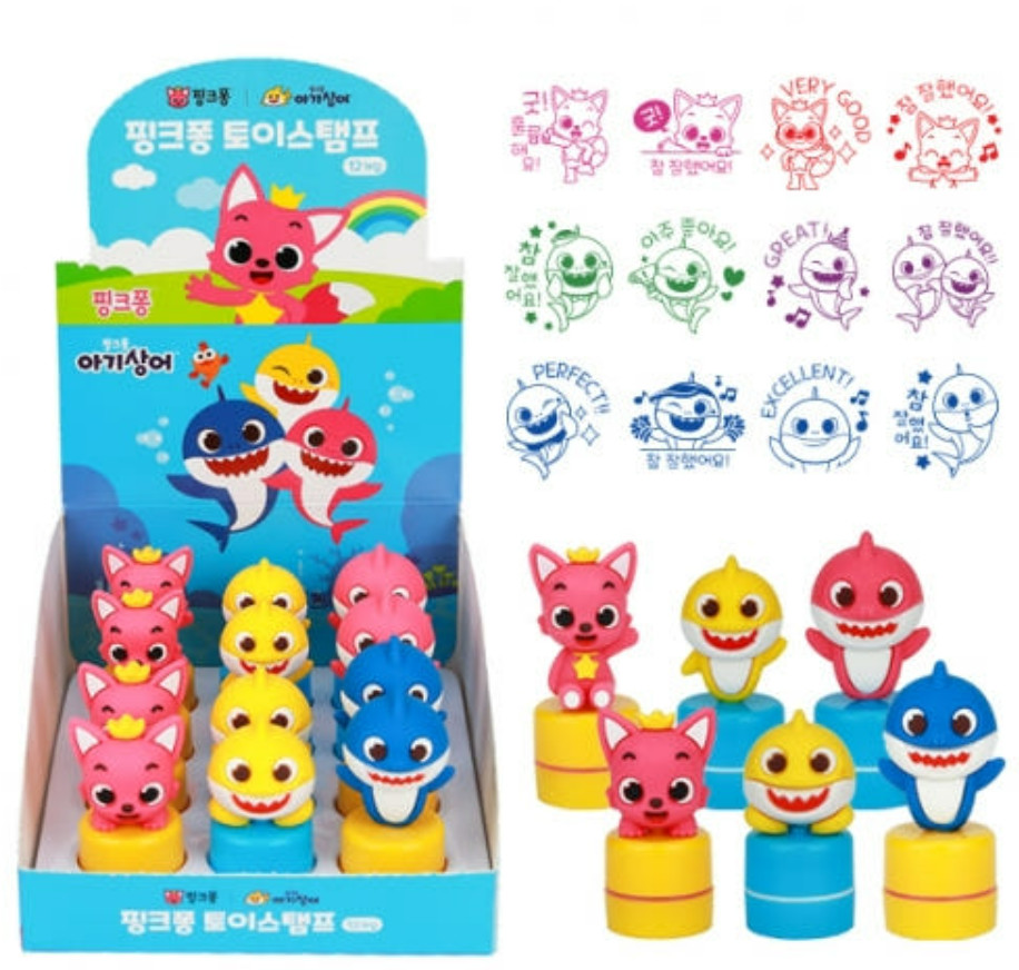 Pinkfong Baby Shark Toy Stamp 12pcs Display Box figure stamp