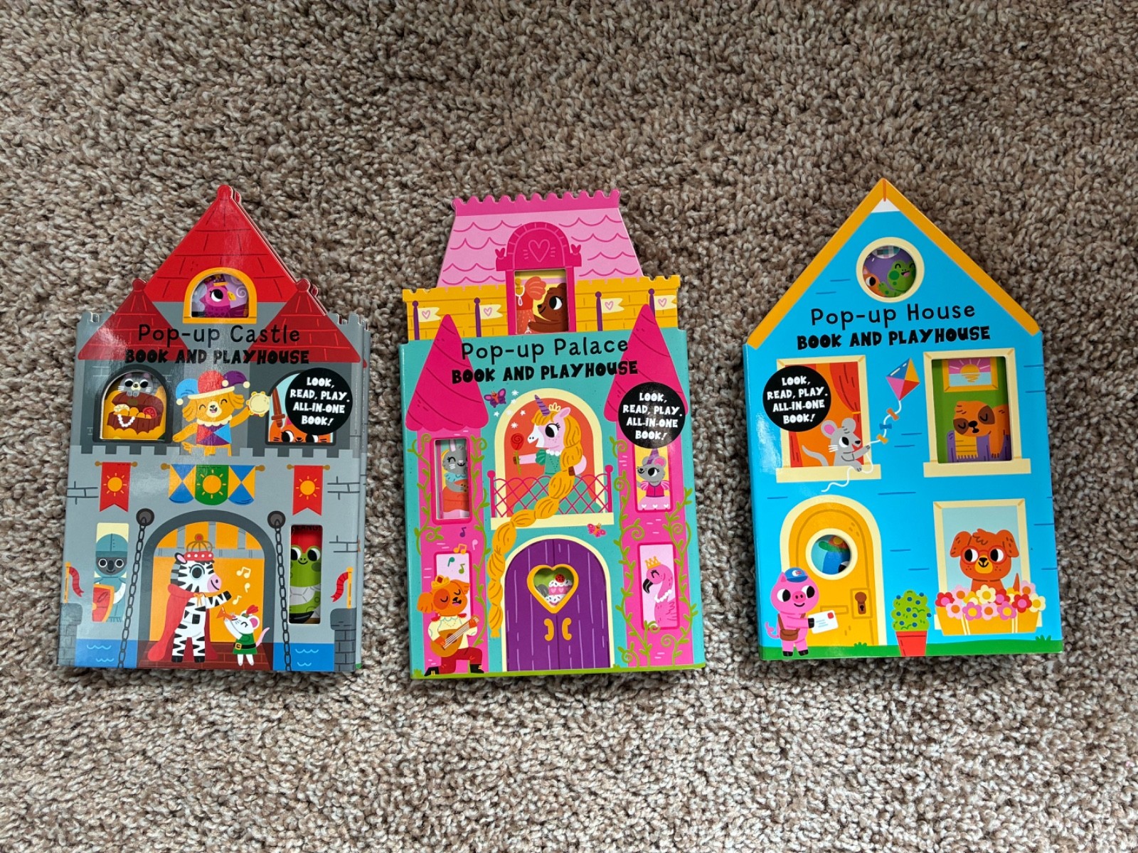Pop-Up Castle, House, or Palace Board Books and Playhouse, Set of 3, NEW!