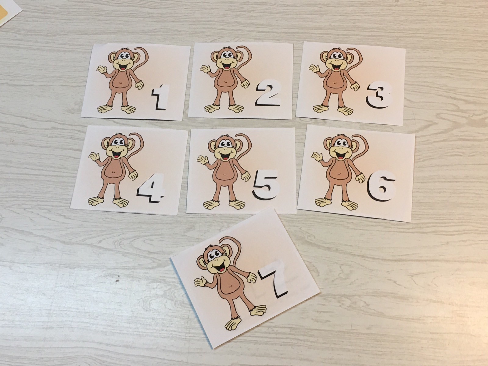 Monkey – Numbers 0 – 30 – Laminated Activity Cards