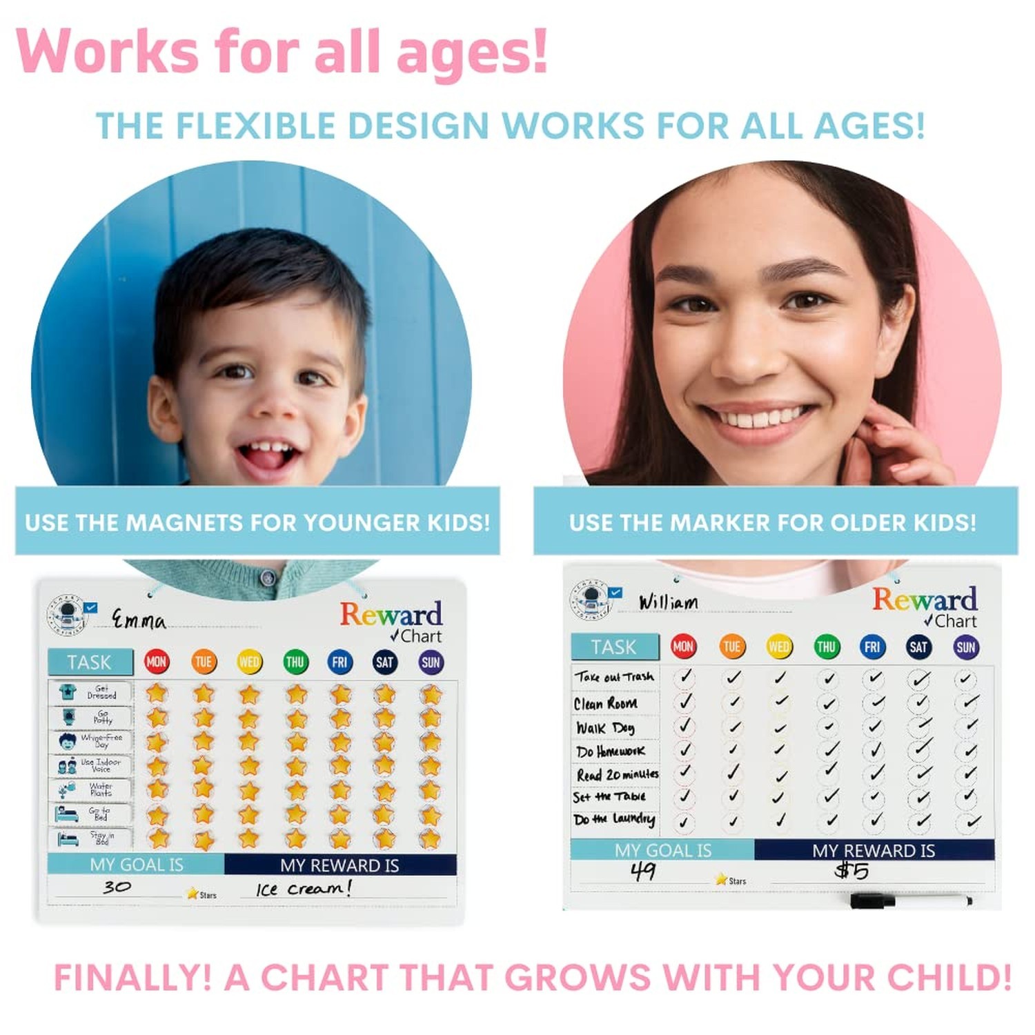 QUOKKA Magnetic Behavior Chore Chart for Kids at Home – Gift Reward Visual Sc…