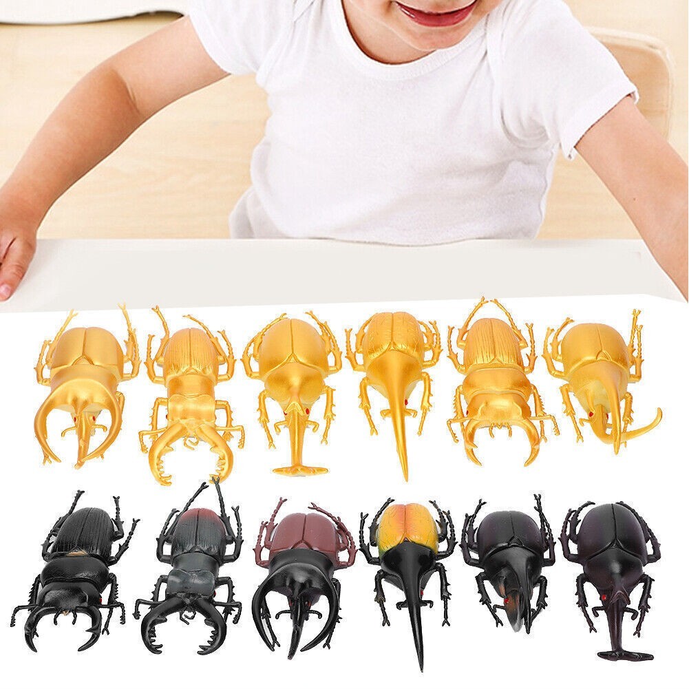 6pcs Simulation Insect Model Halloween Trick Props NonToxic PVC Insect