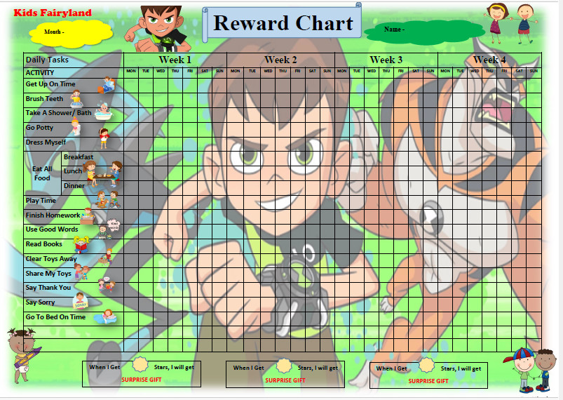 A3 Size Reward Chart Kids for Behavior Chore Charts with Stickers