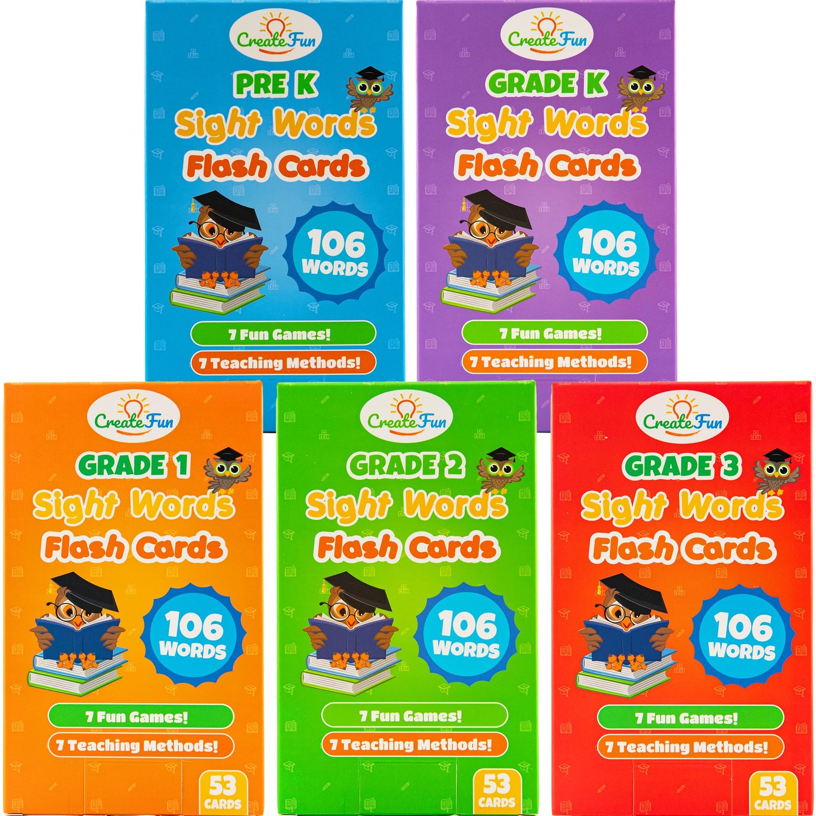 106 Sight Words Flash Cards 1st Grade for Kids Ages 56, Dolch & Fry Sight Wor…