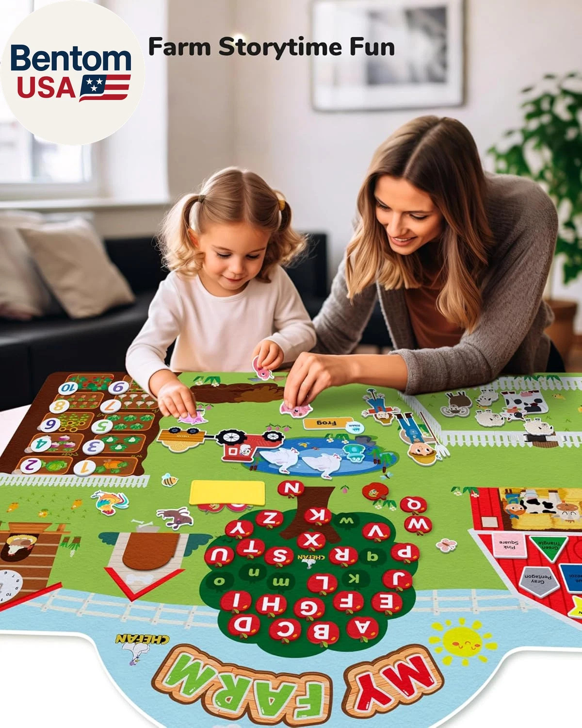 99 Pcs Farm Animals Felt Story Board Set, 3.9 Ft Preschool Farmhouse Barnyard Th
