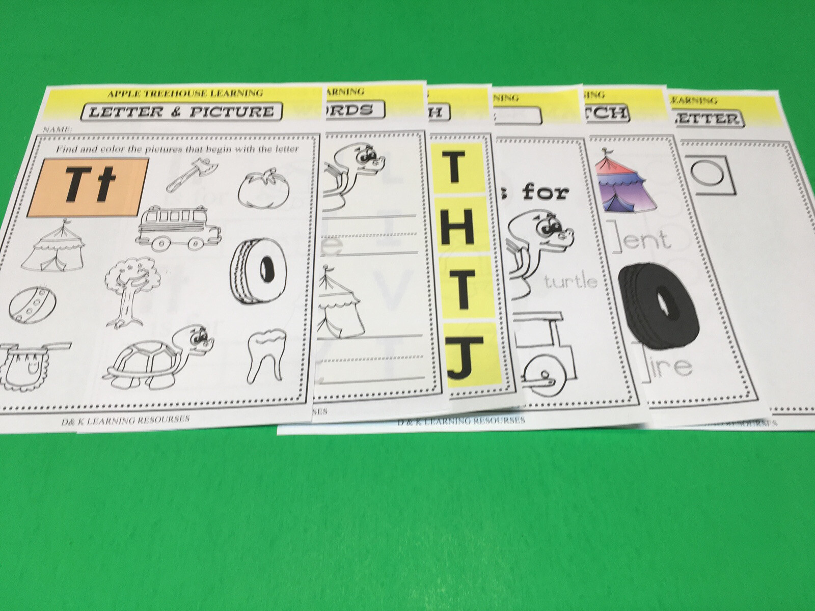 Letter Tt – Apple Treehouse Worksheets – Preschool Teaching supplies 20pgs