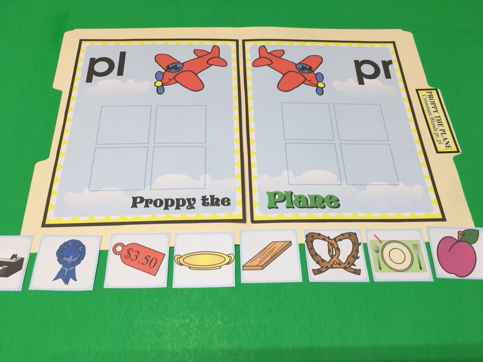 Proppy The Plane – Phonics. Pl / Pr – DIY File Folder game – Printed / Uncut