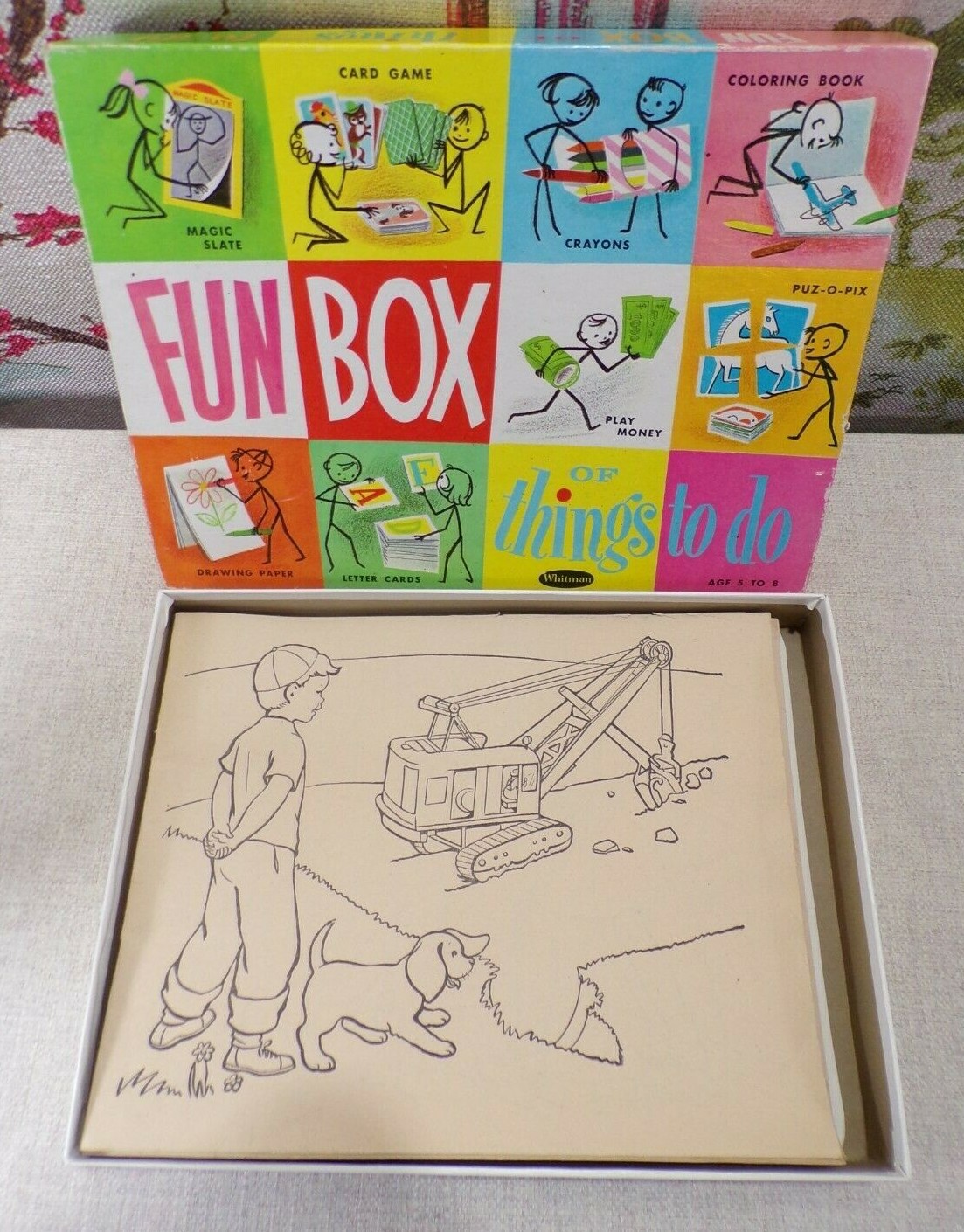Vintage “Fun Box of Things To Do” by Whitman (1959) – Incomplete – BOX EXCELLENT