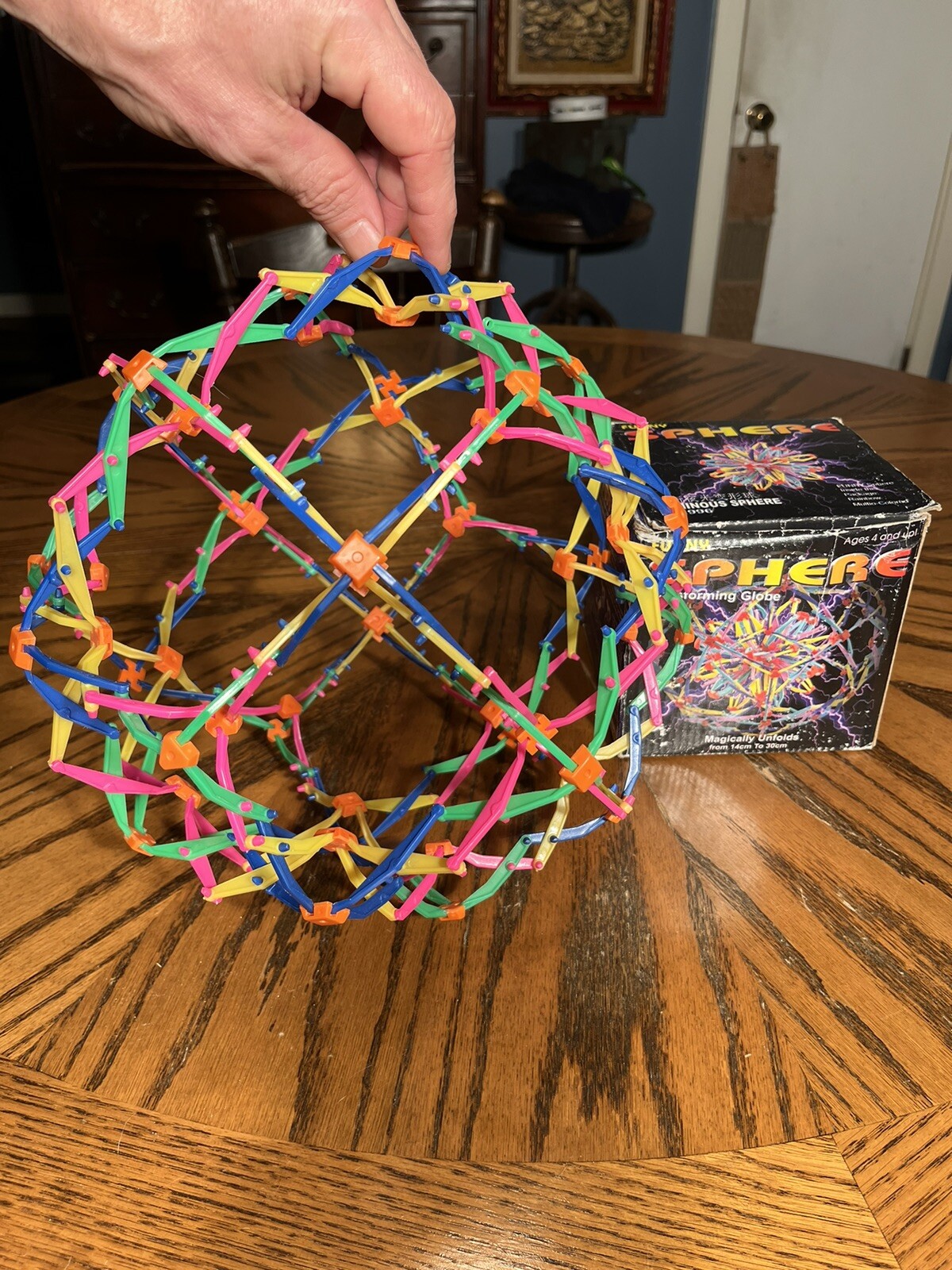 Funny Sphere Transforming Globe Toy In Box, Magically Unfolds, Rainbow Colored