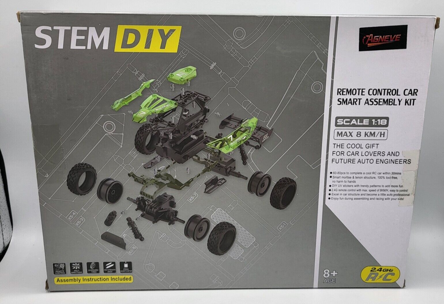 AGNEVE RC STEM DIY TRUCK Smart Assembly Kit Scale 1:18 2.4GHz – NEW