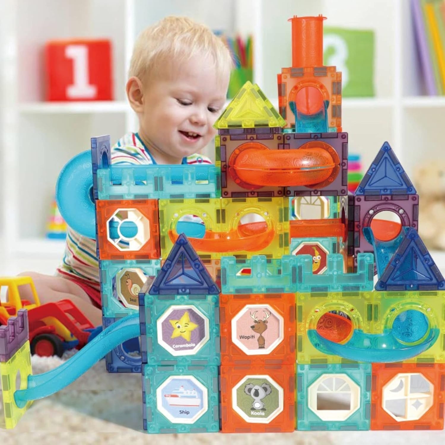 Light Magnetic Tiles Building Blocks For Kids, 3D STEM Building Toys, 110 PCS