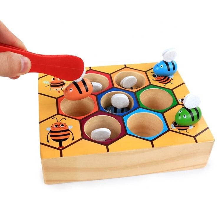 Clamp Fun Picking Catching Toy Hive Board Games Montessori Board Game WoodBeeToy
