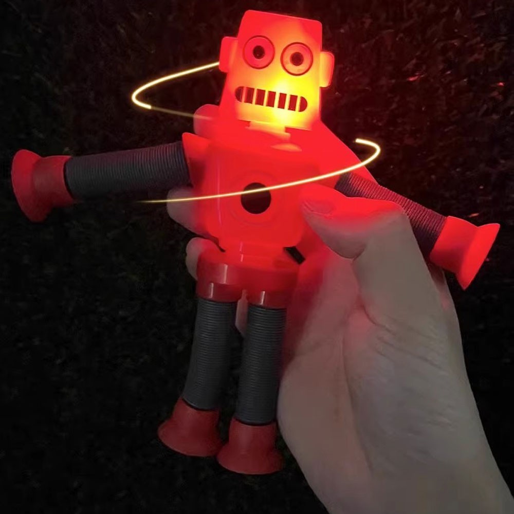 LED Telescopic Suction Cup Robots Toy Stress Relief Light Up Robot Toy ET