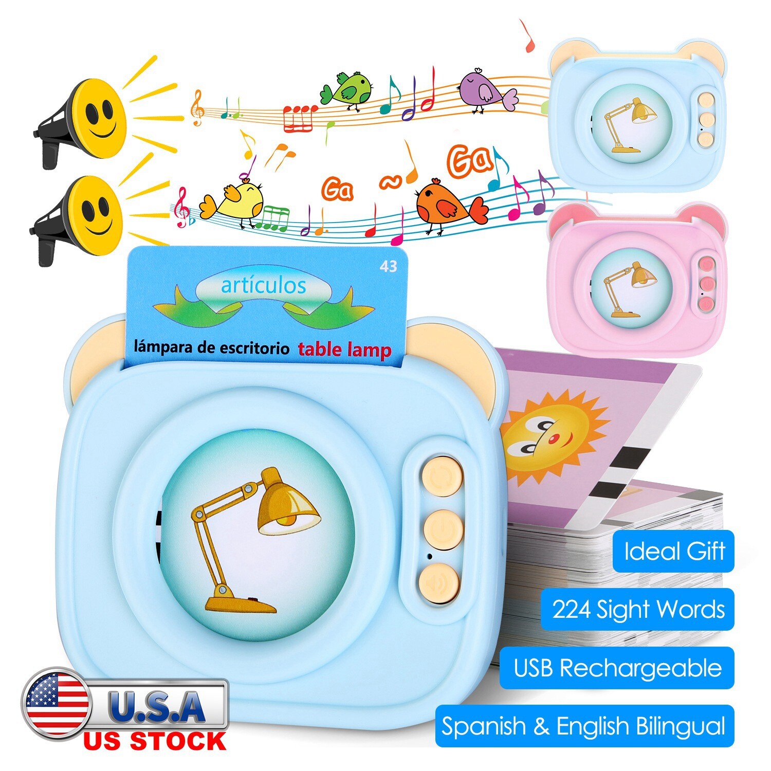 Talking Flash Cards 224 Sight Words for Toddler Toys Boys Girls Pocket Speech